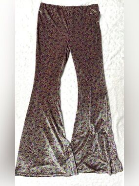 MIMOSA Velvet Floral High-Waist Flared Pants